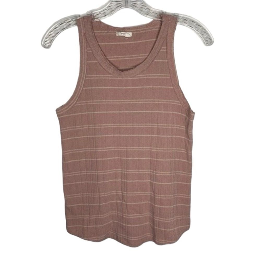5/$15 Sienna Sky Pink Cream Striped Sleeveless Knit Tank Top M